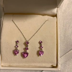 Pink Sapphire Necklace and Earring set